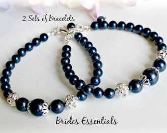 2 Set of Bridesmaid Bracelet, Bridal Party, Bridesmaid Gift, Gold Ivory White Pearl, Bridesmaid Bracelet, Mother Gift, Maid of Honor Jewelry
