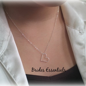 Sterling Silver Heart Necklace, Delicate Necklace Gift, Tiny Heart Necklace, Silver Heart Necklace, Centered Heart Necklace, Bridesmaid Gift