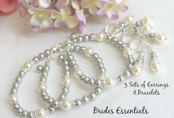 Parure Gioielli Sposa Loutade Set Di Gioielli Da Sposa Da Donna, Con Perle Di Cristallo Scintillanti, Set Di Gioielli Per Matrimonio, Collana E Orecchini Con Perle E Strass, Set Di Gioielli Da - Foto 5