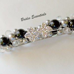 Bridal Pearl Barrette, Wedding Barrette, Pearl Hair Accessories, French Barrette, Ivory White Gold Wedding Hair Clip, Beaded Pearl Barrette