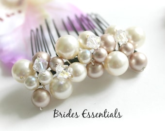 Gold or Silver Hair Comb, Pearl Hair Comb, Wedding Hair Piece, Swarovski Pearl, Crystal Comb, Bridal Hair Accessories, Bridal Hair Piece