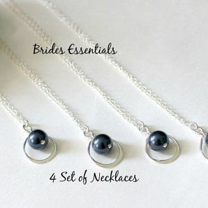 Set of 4, Sterling Silver, Infinity Necklace, Infinity Charm, Bridal Jewelry, Friends Forever Pendant, Bridesmaid Necklace, Pearl Jewelry