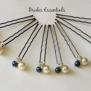Ensemble de 8 épingles à cheveux, épingles à cheveux de mariage, morceau de cheveux de mariée, cheveux de bal faire, pin perlé, perles Swarovski, pin de cheveux de demoiselle d’honneur, champagne ivoire