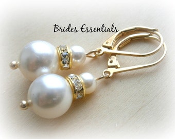 Bridal Pearl Jewelry, Bridesmaid Earrings, Wedding Earrings, Bridesmaid Pearl Jewelry, Wedding Pearl Jewelry, simple Flower Girl Earrings