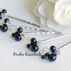 Wedding Hair Accessories, Bridal Hair Pins, Crystal Swarovski Pearl, Blue White Pearl Hair Pin, Bridal Pearl Hair Pin, Bridesmaid Hair Clip