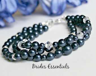 3 Strand Bracelet, Bridal Bracelet, Swarovski Pearl, Bridesmaid Bracelet, Wedding Jewelry, Bridal Gift Set, Ivory White, Mother of the Bride