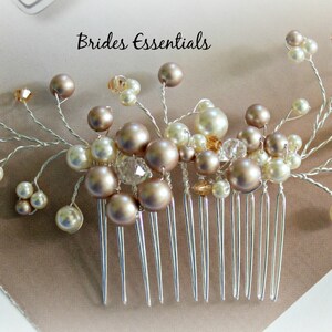 Floral Vines Comb, Ivory White Gold Bridal Hair Comb, Wedding Hair Accessories, Bridal Hair Pieces, Bridesmaid Hair Comb, Wedding Hair Comb