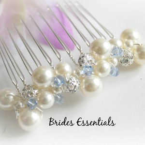 Something Blue, Hair Comb, Bridal Headpiece, Wedding Hair Accessories Pearl Comb Bridesmaid Hairpiece Bridal Falls Wedding Vintage Hair Comb