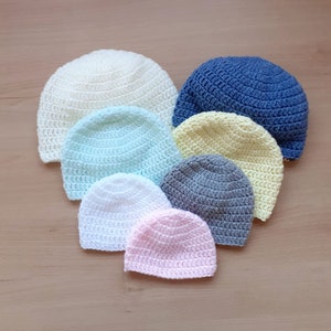 CROCHET PATTERN - Baby Beanie Hat Pattern, Preemie hat, Newborn Hat, 0-3 months hat, 3-6 months hat, 6-12 months hat, Uk Pattern, beginner