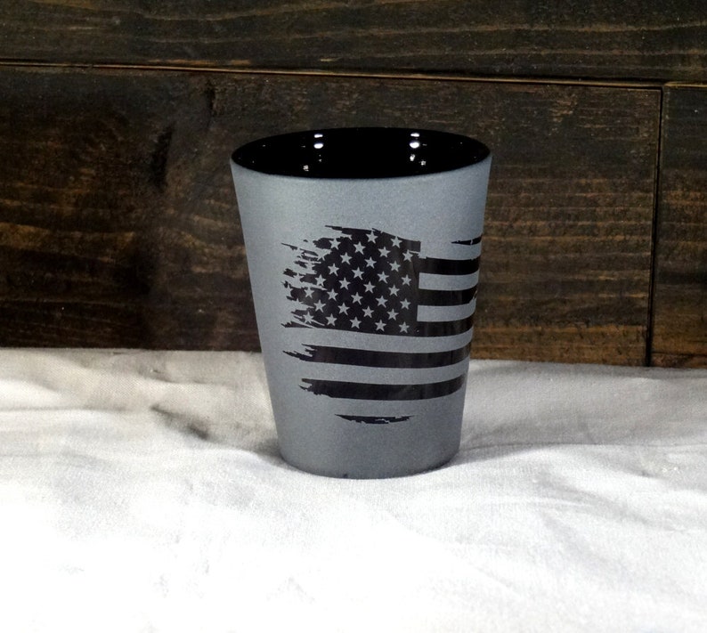 American Flag Etched Shot Glass Blackout Glassware Unique Etsy