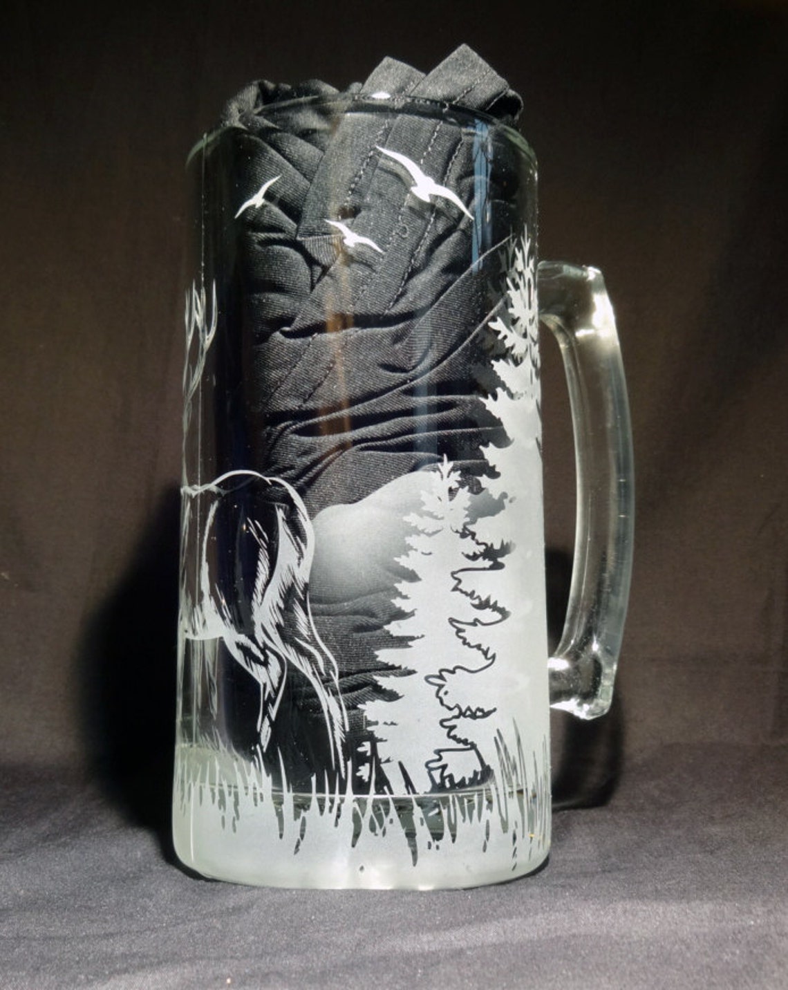 Standing Deer Mug Etched Beer Mug Hunter Gift Nature Scene Etsy