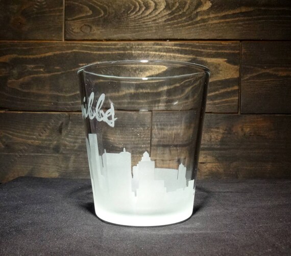 Louisville Skyline Glass Etched Rocks Glass Whiskey Glass 