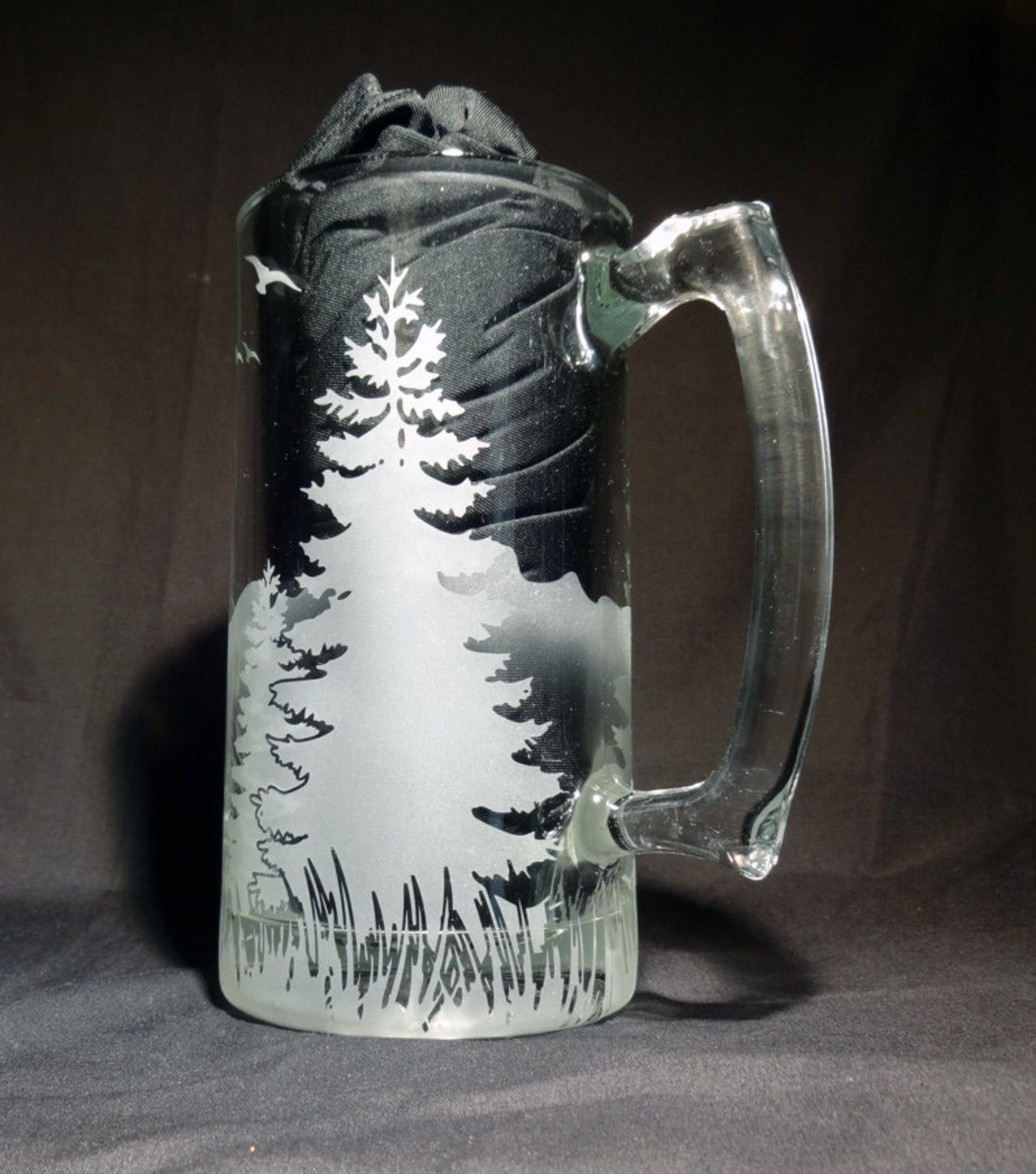 Standing Deer Mug Etched Beer Mug Hunter Gift Nature Scene Etsy