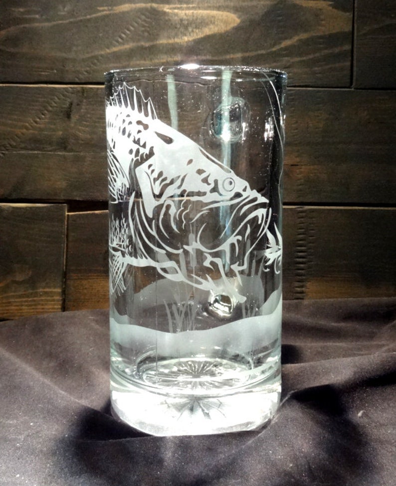Bass Fishing Mug Etched Beer Mug Fisherman Gift Nature Etsy