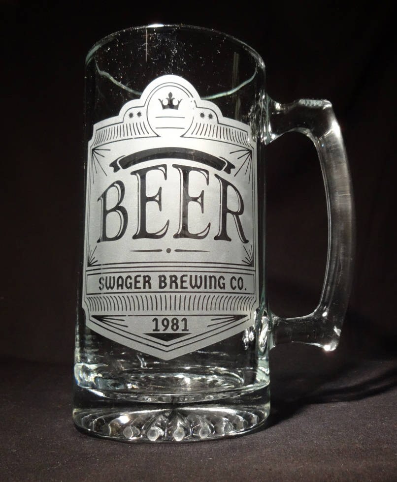 Personalized Beer Mug Etched Glass Mug German Beer Label Etsy