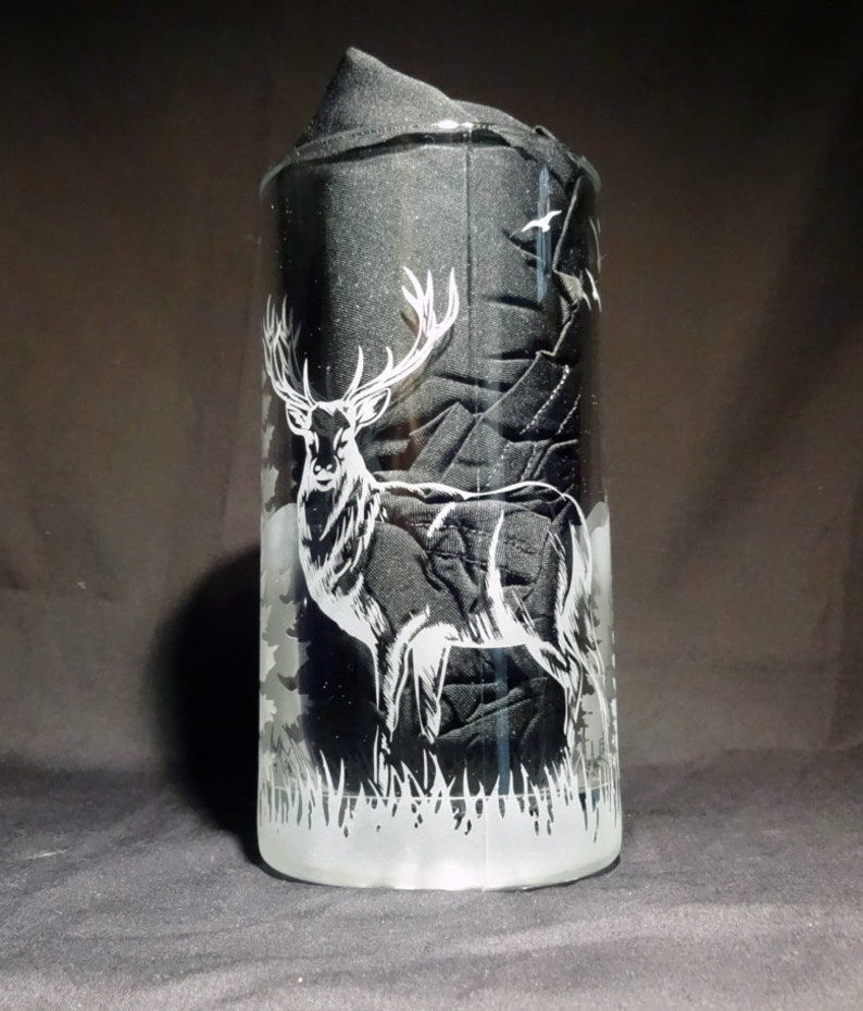 Standing Deer Mug Etched Beer Mug Hunter Gift Nature Scene Etsy