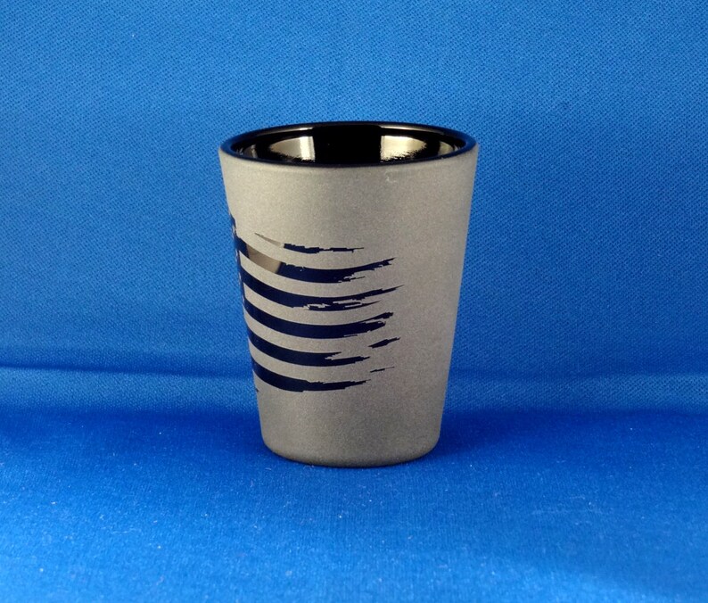 American Flag Etched Shot Glass Blackout Glassware Unique Etsy