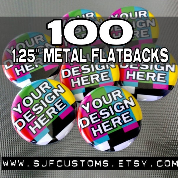 100 medallones/cabujones de metal con reverso plano de 1,25" personalizados, ideales para álbumes de recortes y manualidades