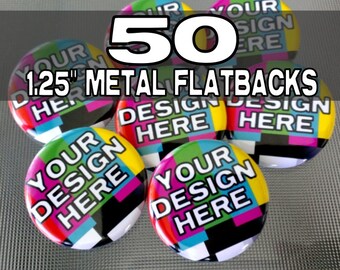 50 Custom 1.25" Metal Flatback medallions - great for scrapbooking and crafts