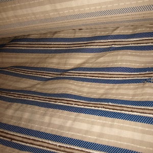 Stripe upholstery fabric color blue cream 54 wide (by the yard) for any kind of upholstery free shipping in USA