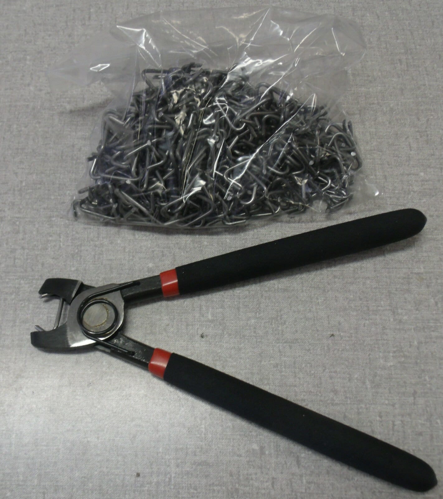 Hog Ring Pliers and a Bag of Hog Rings About 400 Pieces for Auto