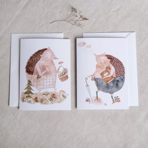 Set de cartes pliantes avec enveloppes, hérisson