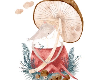 Mushroom Mouse, Art Print