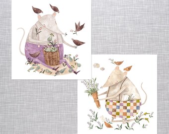Set di cartoline, mini stampe, topi