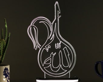 Islamic Art Original Handmade  Handmade Islamic Calligraphy 3D LED Lighted Islamic Gift Arabic Calligraphy Islamic Art "Allah (CC)" الله