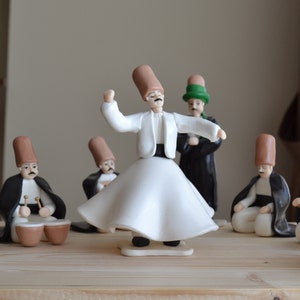 Handmade and Handpainted Decorative Whirling Dervish Set-Hardened Dough  (Set of 8) One of a kind gift Reserved for Etsy Design Awards  2021