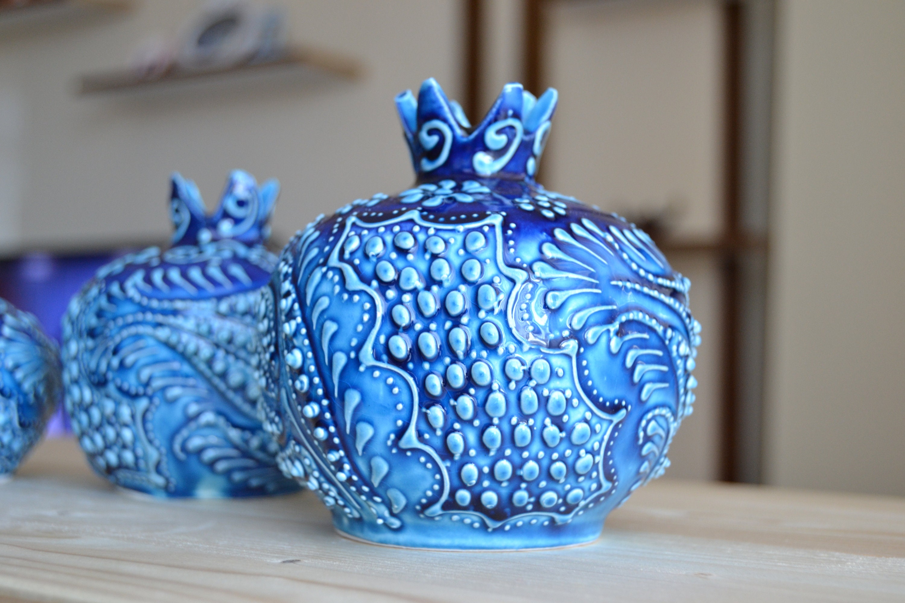 Decorative Ceramic Handmade Embossed Colourful Plentifulness Etsy