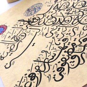 Original Islamic Handmade Calligraphy Wall Art Gift Arabic Calligraphy Hand Painting Turkish Islamic DEcor Surah Surah Al-Ghashiyah 88 A3 image 6