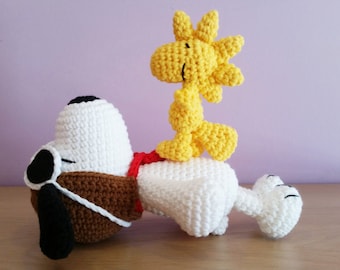 Crochet Snoopy Amigurumi - Handmade Crochet Amigurumi Toy Doll - Snoopy Crochet - Amigurumi Snoopy - Woodstock