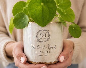 Personalised 20th China Anniversary Plant Pot | Gift for Him, Her, Couples