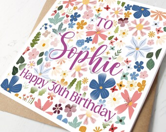 Personalised Birthday Card for Her - Any age