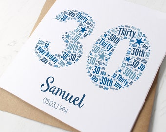 Personalised 30th Birthday Card for Him - Men, Husband, Son, Grandson, Nephew, Godson, Brother, Thirtieth