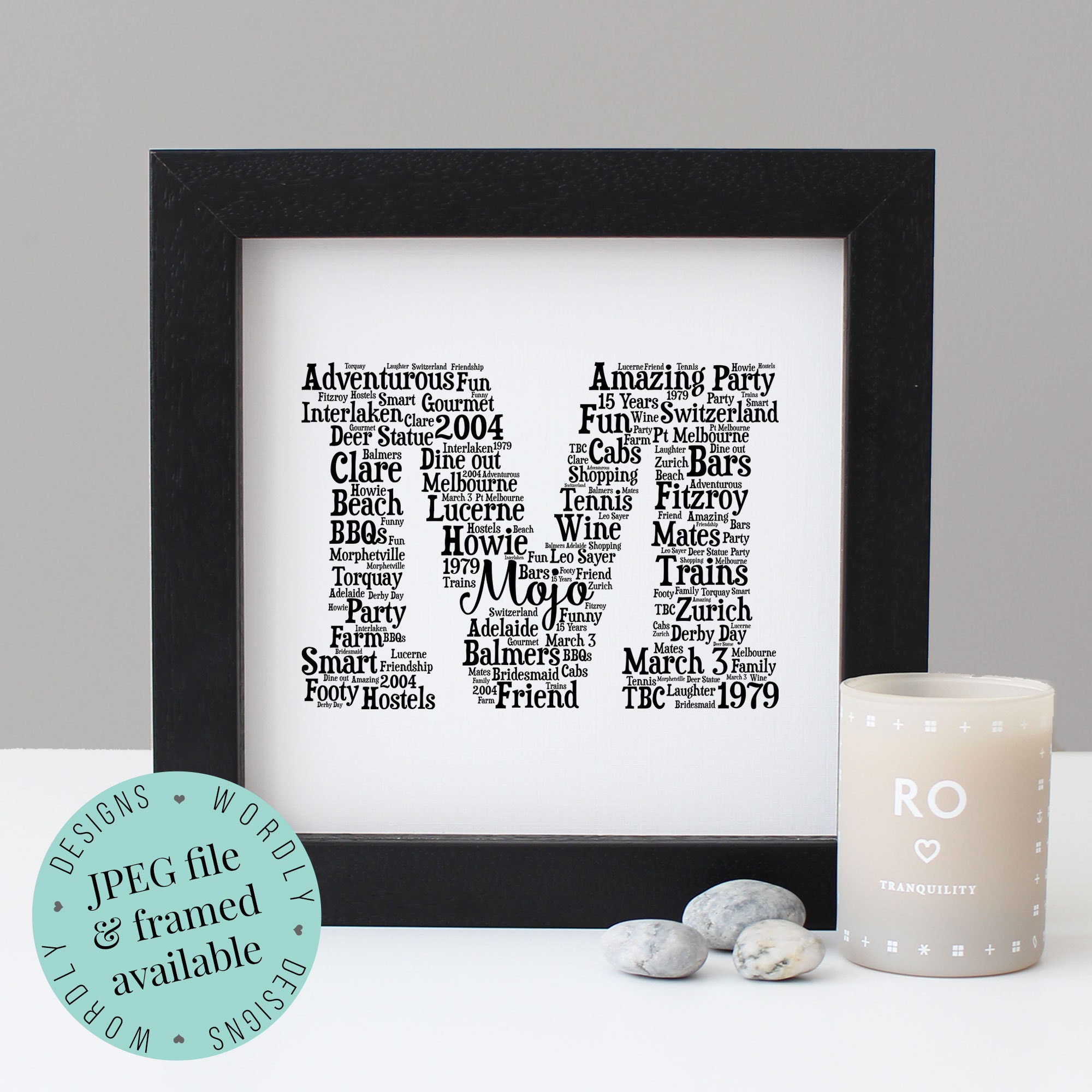 Personalised LETTER WORD ART Framed Print Printable Gift Etsy