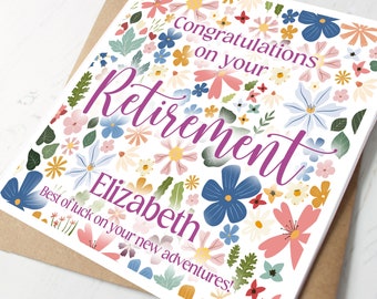 Personalised Retirement Card - for Women, Her, Nurse, Wife, Mum, Friend, Sister