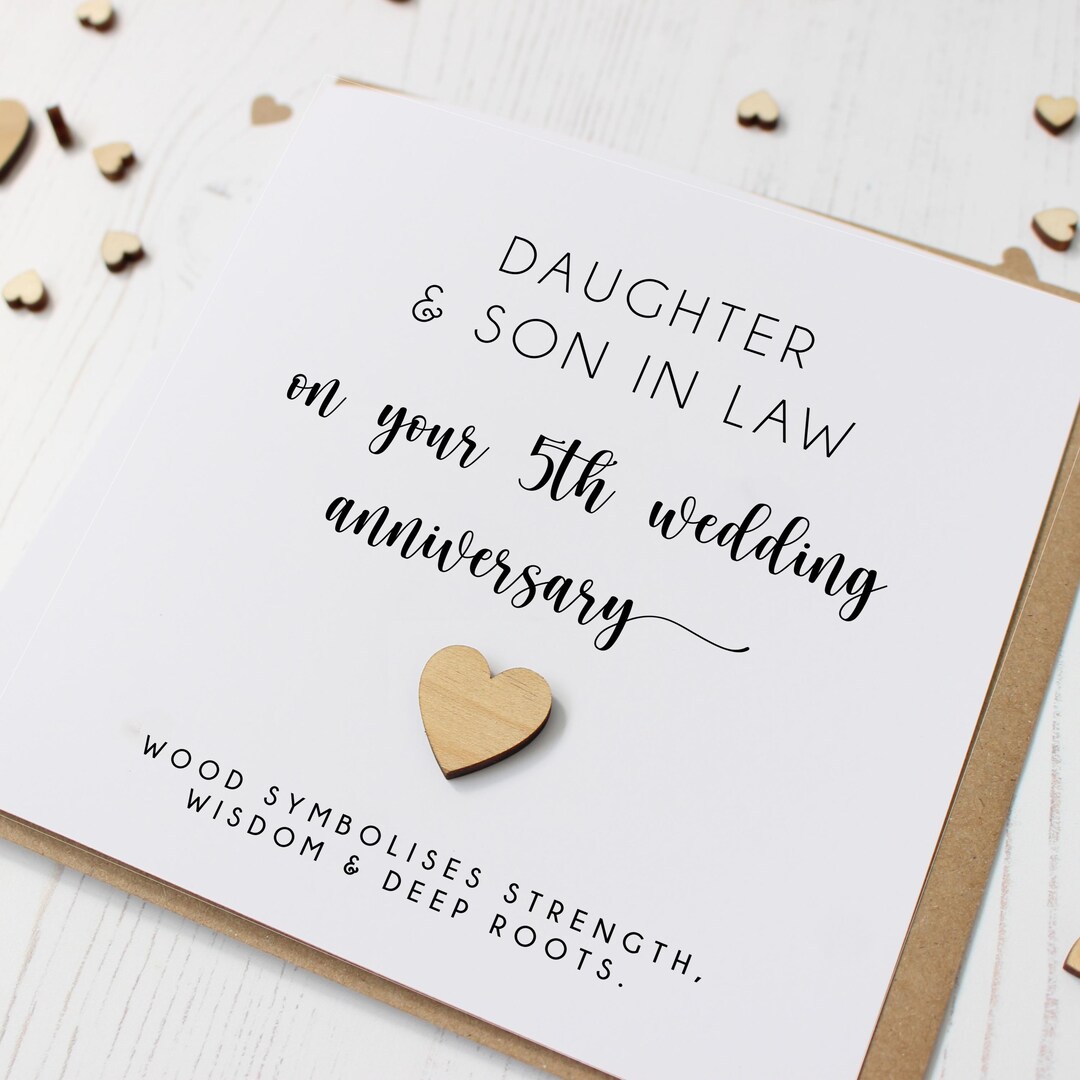 5th Wedding Anniversary Card for Daughter & Son in Law, Wood ...