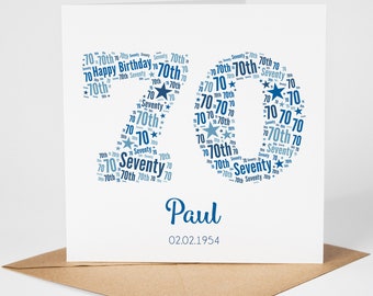 Personalised 70th Birthday Card for Men