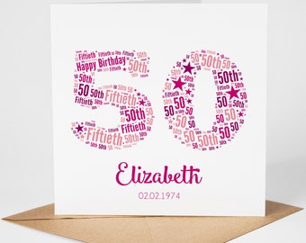 Personalised 50th Birthday Card for Her - Daughter, Wife, Mum, Women, Best Friend