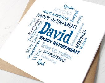 Personalised Retirement Card for Him, Men, Dad, Husband, Brother, Colleague, Employee