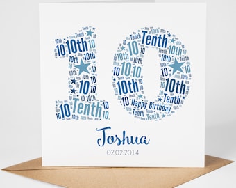 Personalised 10th Birthday Card for Him - Boy, Son, Grandson, Nephew, Godson, Brother, Tenth