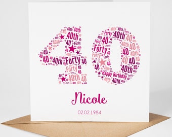 Personalised 40th Birthday Card for Her - Daughter, Wife, Mum, Women, Sister, Best Friend