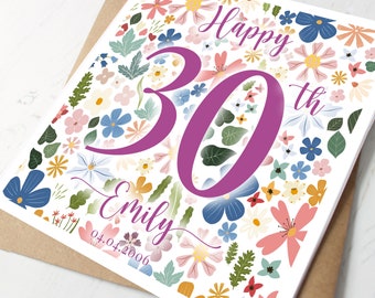 Personalised 30th Birthday Card for Daughter, Thirtieth Birthday Card for Her, 30th Birthday for Friend, Granddaughter, Mum, Women, Wife