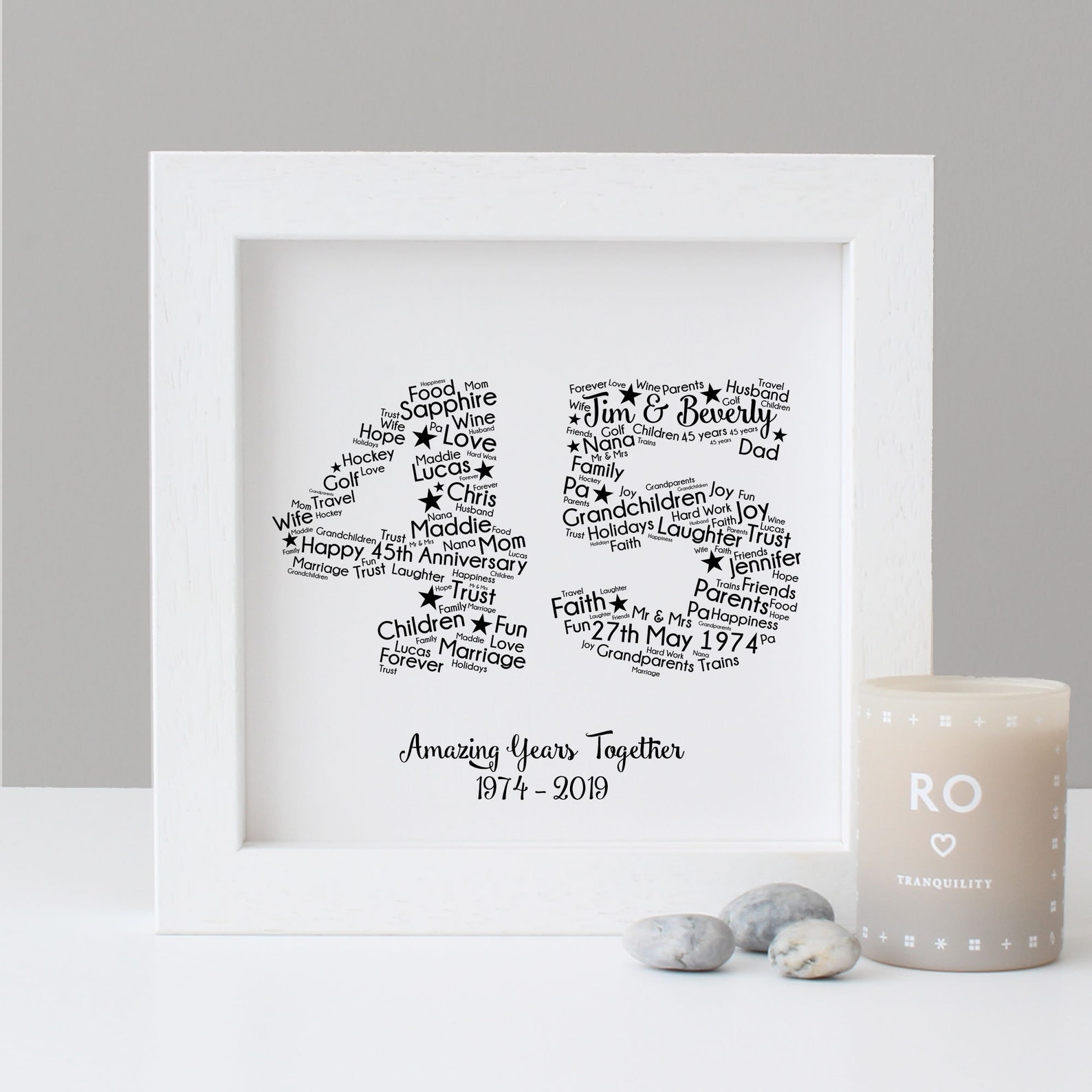 Personalised 45th ANNIVERSARY GIFT Word Art Printable Etsy