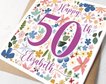 Personalised 50th Birthday Card for Her