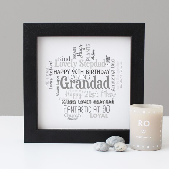 Personalised 90th Birthday Gift Word Art Framed Print Etsy