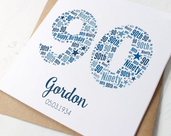 Personalised 90th Birthday Card for Men