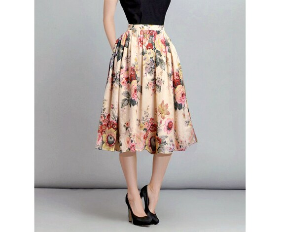 floral midi skirt 100
